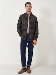 Crew Clothing Black Watch Check Flannel Black 100% Cotton Shirt - Image 3 of 5