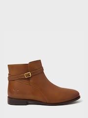 Crew Clothing Brown Buckle Flat Boots - Image 1 of 3