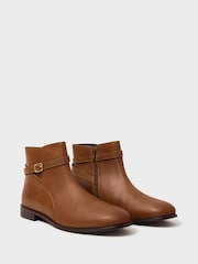 Crew Clothing Brown Buckle Flat Boots - Image 2 of 3