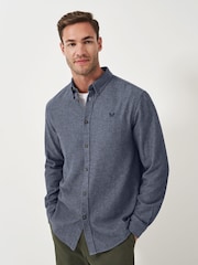 Crew Clothing Blue 100% Cotton Long Sleeve Herringbone Flannel Shirt - Image 1 of 4