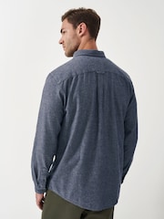 Crew Clothing Blue 100% Cotton Long Sleeve Herringbone Flannel Shirt - Image 2 of 4