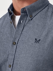 Crew Clothing Blue 100% Cotton Long Sleeve Herringbone Flannel Shirt - Image 3 of 4