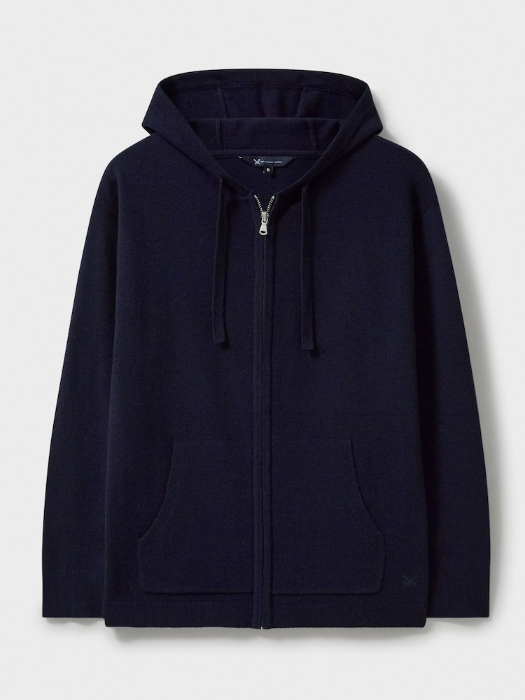 Crew Clothing Blue Merino Wool Blend Zip Through Hoodie - Image 5 of 5 Crew Clothing Blue Merino Wool Blend Zip Through Hoodie - Image 5 of 5