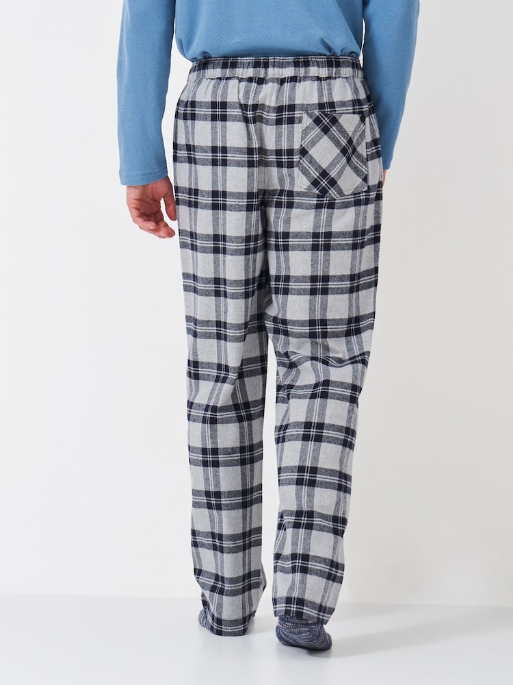 Crew Clothing Company Blue Flannel Lounge 100% Cotton Trousers - Image 2 of 5