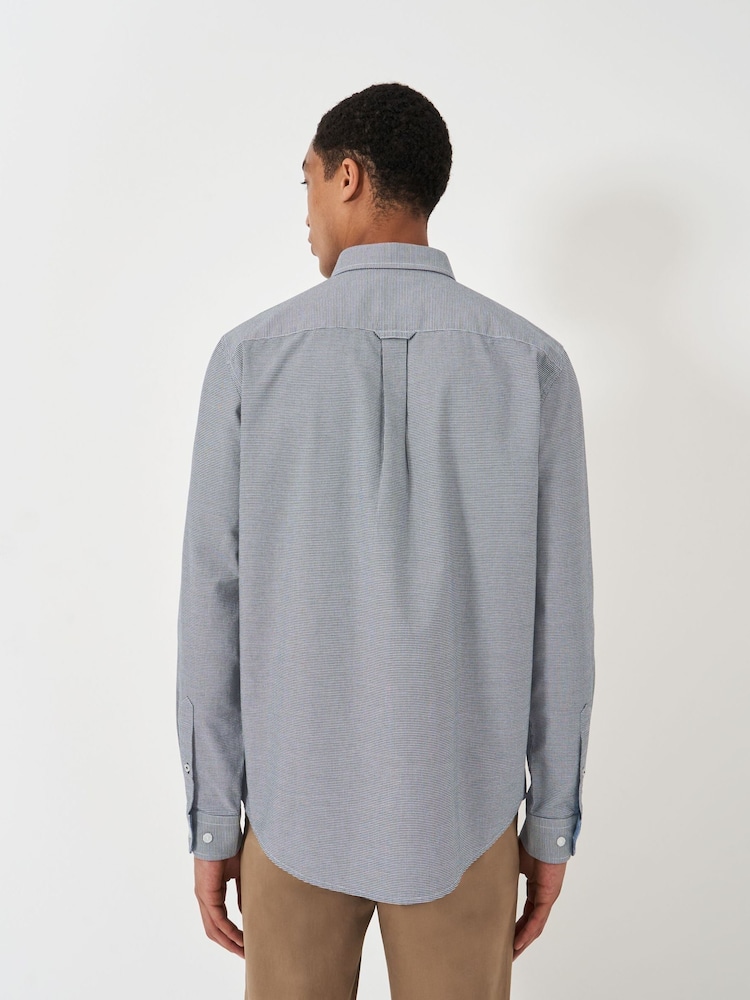 Crew Clothing Company Black Pinpoint Puppytooth Oxford Black 100% Cotton Shirt - Image 2 of 5