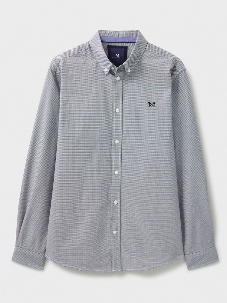 Crew Clothing Company Black Pinpoint Puppytooth Oxford Black 100% Cotton Shirt - Image 5 of 5