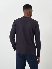 Crew Clothing Company Blue Plain Long Sleeve 100% Cotton T-Shirt - Image 2 of 5
