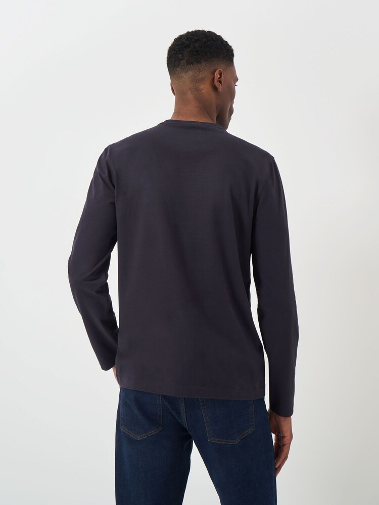 Crew Clothing Company Blue Plain Long Sleeve 100% Cotton T-Shirt - Image 2 of 5