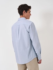 Crew Clothing Company Blue Long Sleeve Pinpoint Stripe Oxford 100% Cotton Shirt - Image 2 of 5