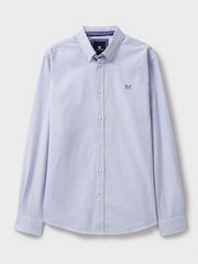 Crew Clothing Company Blue Long Sleeve Pinpoint Stripe Oxford 100% Cotton Shirt - Image 5 of 5