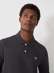 Grau - Crew Clothing Langarm-Poloshirt aus 100% Baumwolle - Bild 4 von 5