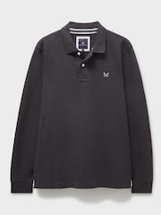Grau - Crew Clothing Langarm-Poloshirt aus 100% Baumwolle - Bild 5 von 5