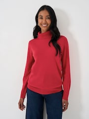 rdeča - Crew Clothing Merino kašmir Blend puli; s puli ovratnikom pulover - Slika 1 iz 5
