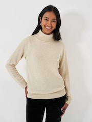 Crew Clothing Natural Merino Cashmere Blend Roll Neck Jumper - Image 1 of 5