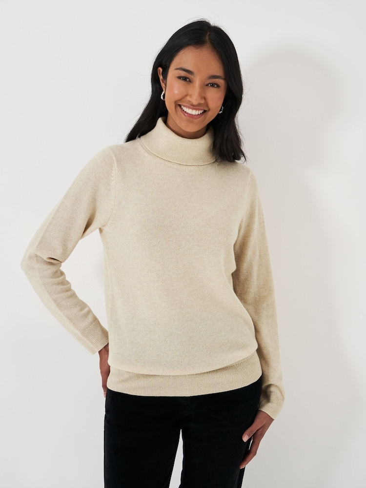 Crew Clothing Natural Merino Cashmere Blend Roll Neck Jumper - Image 1 of 5