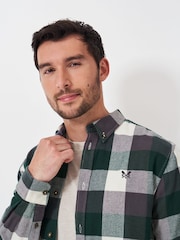 Crew Clothing Green Ridgegate Buffalo Check Flannel 100% Cotton Shirt - Image 4 of 5
