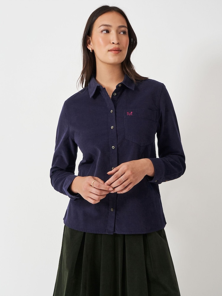 Crew Clothing Company Blue Corduroy 100% Cotton Shirt - Image 1 of 5