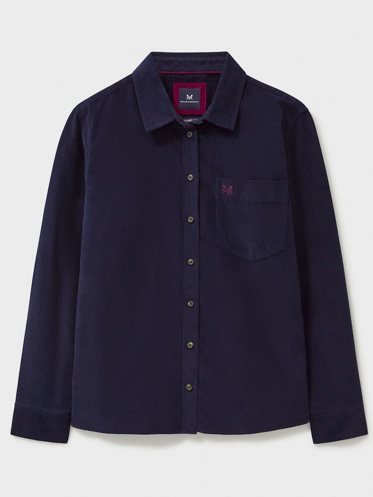 Crew Clothing Company Blue Corduroy 100% Cotton Shirt - Image 5 of 5