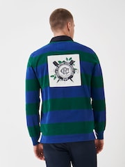 Crew Clothing Company Blue 100% Cotton Heritage Stripe Rugby Shirt - Image 2 of 5