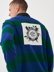 Crew Clothing Company Blue 100% Cotton Heritage Stripe Rugby Shirt - Image 4 of 5