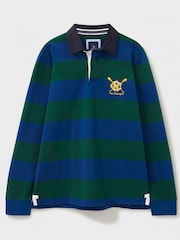 Crew Clothing Company Blue 100% Cotton Heritage Stripe Rugby Shirt - Image 5 of 5