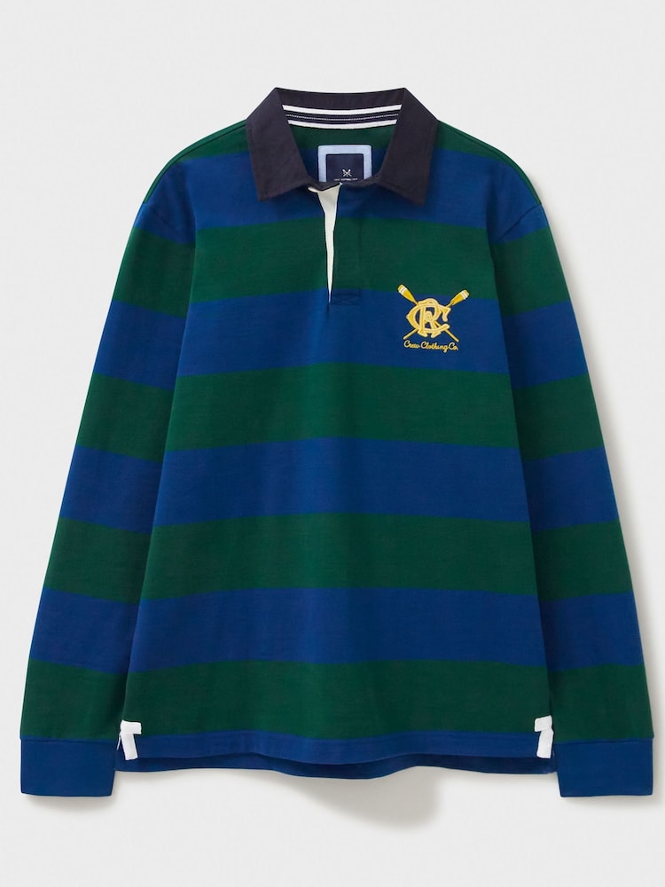 Crew Clothing Company Blue 100% Cotton Heritage Stripe Rugby Shirt - Image 5 of 5