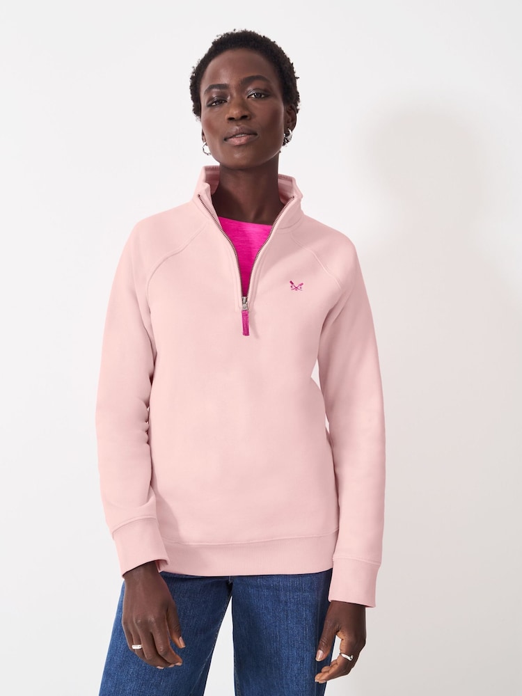Crew Clothing Company Pink Half Zip Sweatshirt - Image 1 of 5