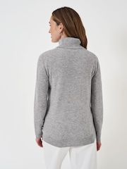Crew Clothing Grey Merino Cashmere Blend Roll Neck Jumper - Image 2 of 5