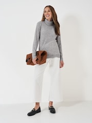 Crew Clothing Grey Merino Cashmere Blend Roll Neck Jumper - Image 3 of 5