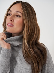 Crew Clothing Grey Merino Cashmere Blend Roll Neck Jumper - Image 4 of 5