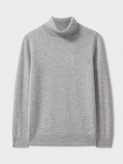 Crew Clothing Grey Merino Cashmere Blend Roll Neck Jumper - Image 5 of 5