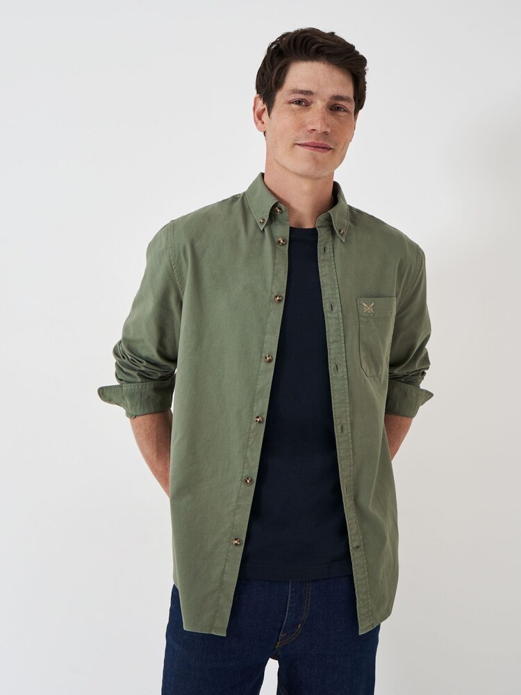 Crew Clothing Green Classic Fit Cotton Oxford 100% Cotton Shirt - Image 1 of 5