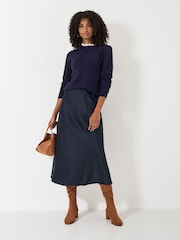 Crew Clothing Company Blue Lace Trim Pointelle Jumper - Image 3 of 5