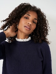 Crew Clothing Company Blue Lace Trim Pointelle Jumper - Image 4 of 5