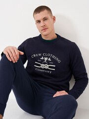 Crew Clothing Blue Printed Graphic Crew Neck Sweatshirt - Image 1 of 5