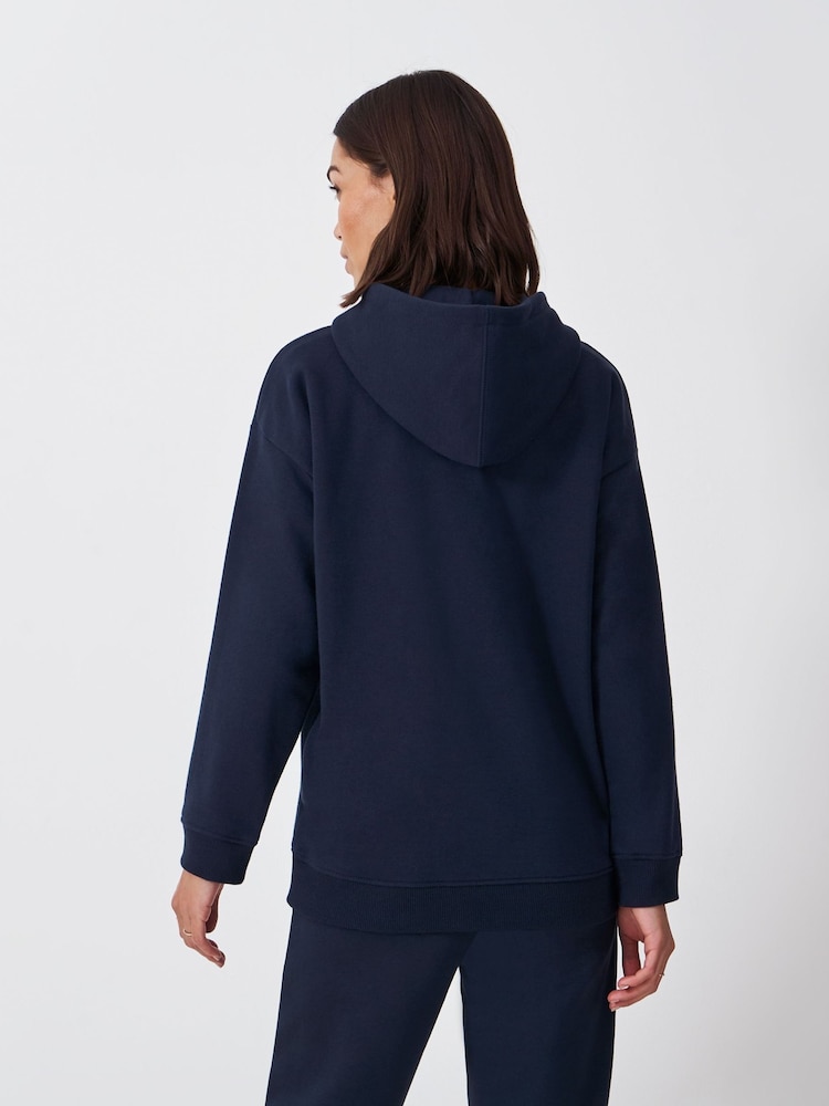 Crew Clothing Blue Sherpa Lined Cotton Hoodie - Image 2 of 5