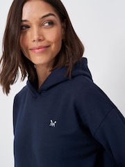 Crew Clothing Blue Sherpa Lined Cotton Hoodie - Image 4 of 5