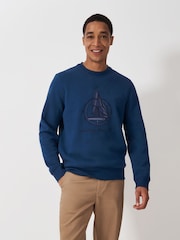 Crew Clothing Company Blue Embroidered Graphic Crew Neck Sweatshirt - Image 1 of 5