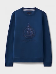 Crew Clothing Company Blue Embroidered Graphic Crew Neck Sweatshirt - Image 5 of 5
