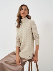 Crew Clothing Company Natural Roll Neck Textured Jumper - Image 1 of 5