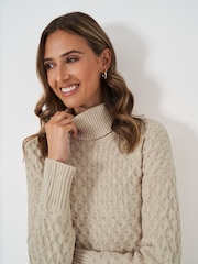 Crew Clothing Company Natural Roll Neck Textured Jumper - Image 4 of 5