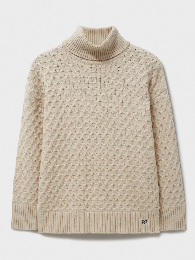 Crew Clothing Company Natural Roll Neck Textured Jumper - Image 5 of 5