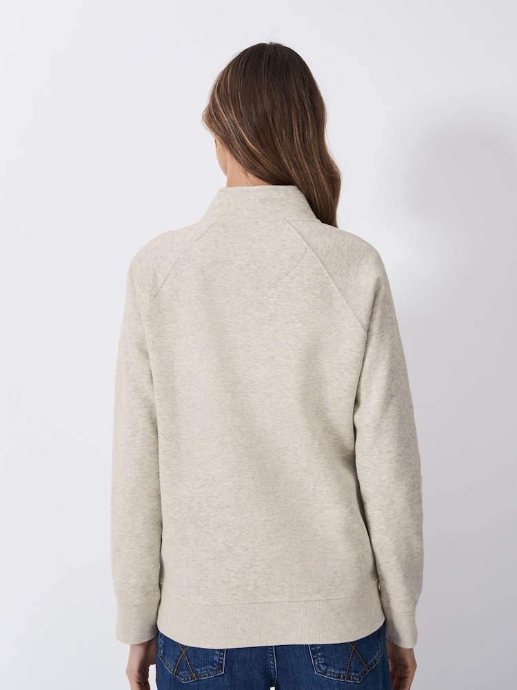 Crew Clothing Company Natural Half Zip Sweatshirt - Image 2 of 5 Crew Clothing Company Natural Half Zip Sweatshirt - Image 2 of 5
