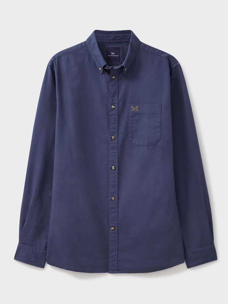 Crew Clothing Blue Classic Fit Oxford 100% Cotton Shirt - Image 6 of 6