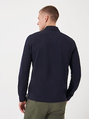 Crew Clothing Blue Long Sleeve 100% Cotton Polo Shirt - Image 4 of 6