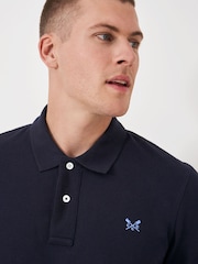 Crew Clothing Blue Long Sleeve 100% Cotton Polo Shirt - Image 5 of 6