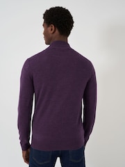 Crew Clothing Company Purple Merino Quarter Zip Knit Jumper - Image 2 of 5