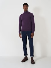 Crew Clothing Company Purple Merino Quarter Zip Knit Jumper - Image 3 of 5