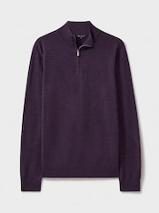 Crew Clothing Company Purple Merino Quarter Zip Knit Jumper - Image 5 of 5