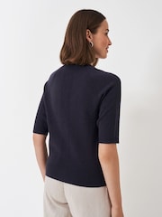 Crew Clothing Blue Half Sleeve V-Neck Raglan Cardigan - Image 2 of 5